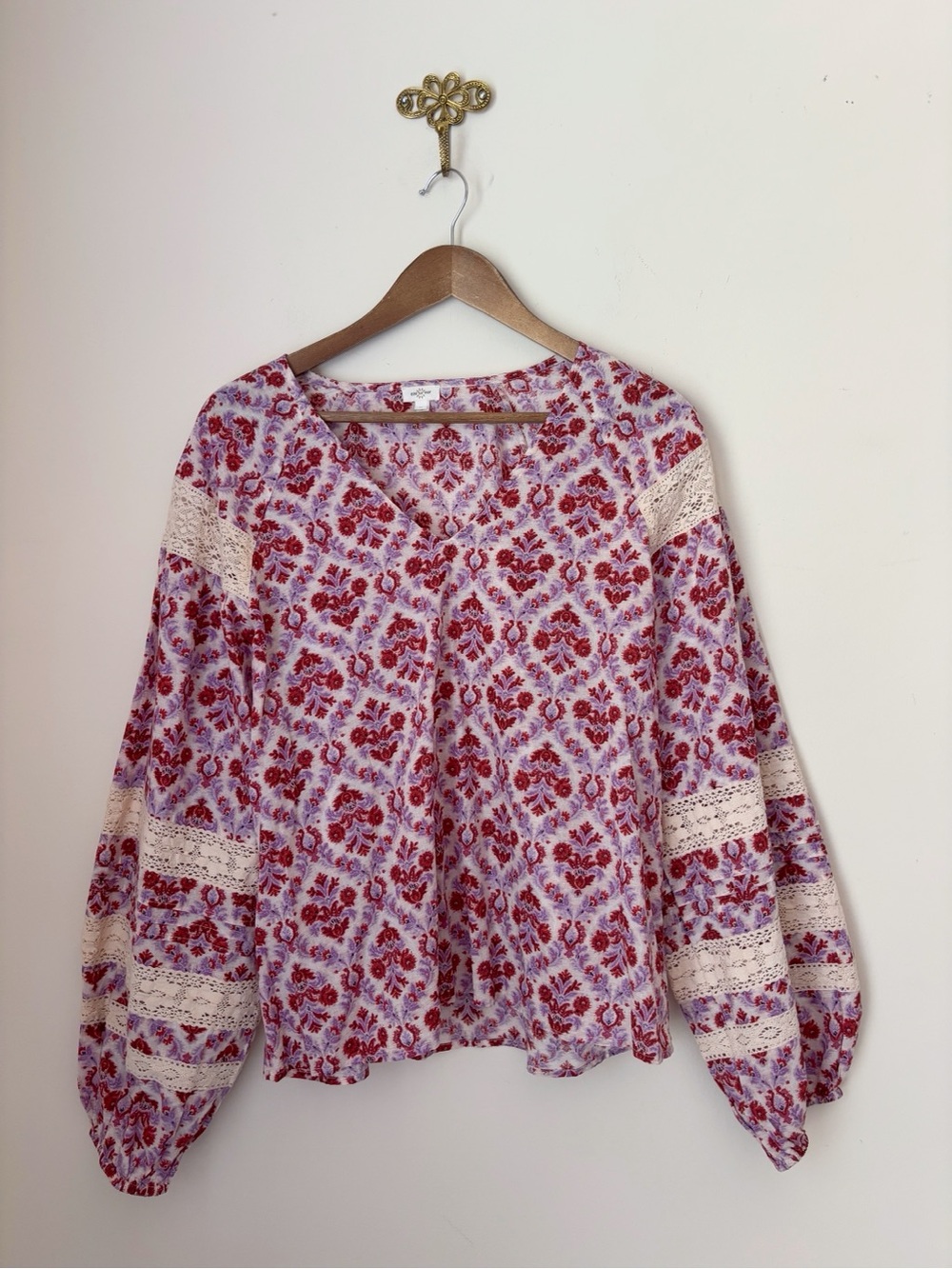 Eze Sur Mer Yvonne Floral Crochet Blouse Medium Anthropologie